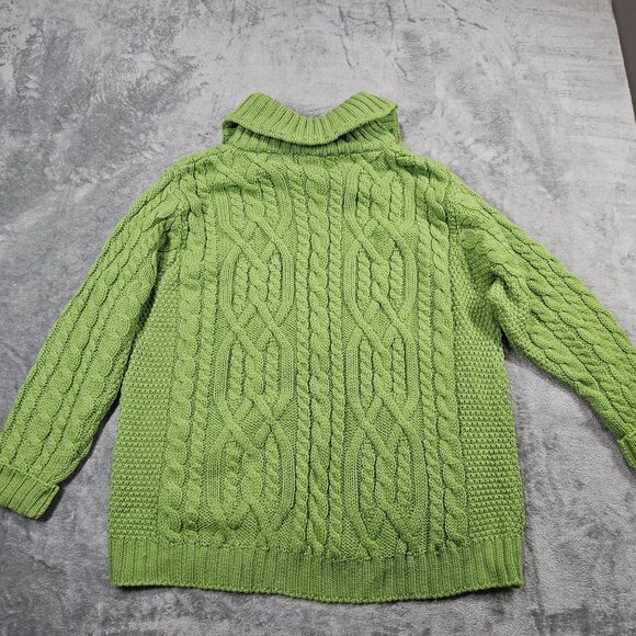 Aran Crafts Cardigan Womens XXL Green Merino Wool Cable Knit Full Zip Ireland - Picture 6 of 8